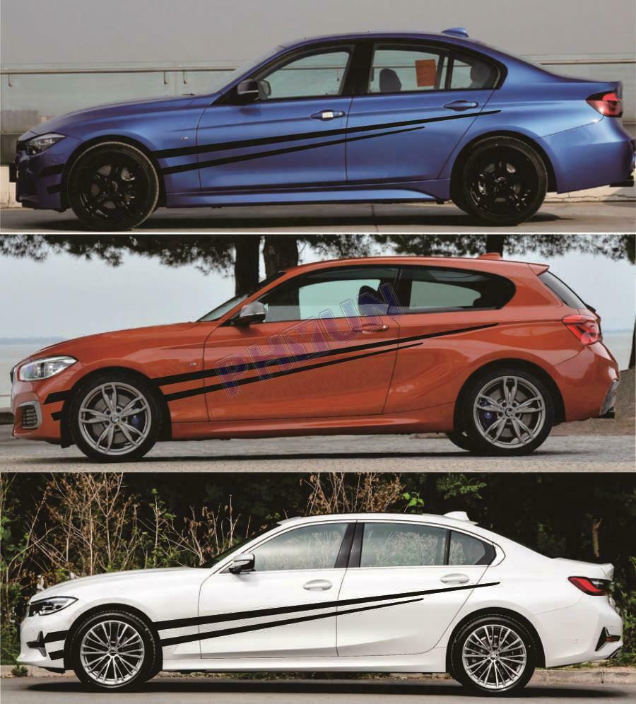 94.5''x8.7'' Car Both Sides Stickers Racing Streamline Style Matt Black Trim 2x