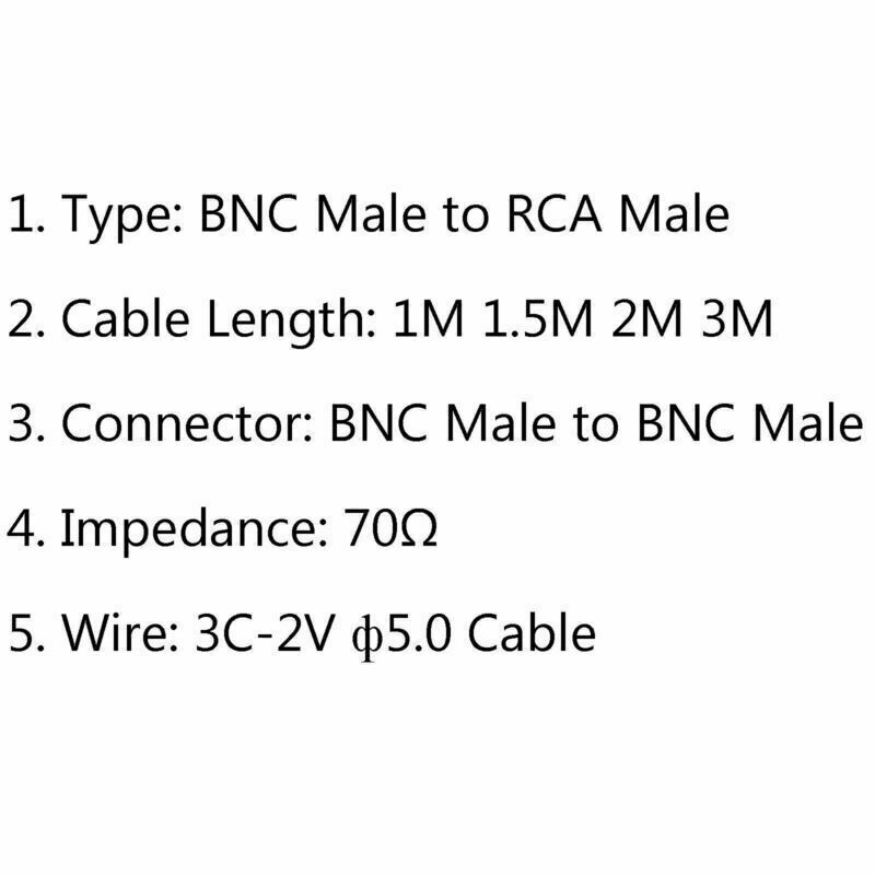 10x BNC Male to RCA Male 75ohm Audio Video Lead Coax Cable For Camera 1.5M  AT2