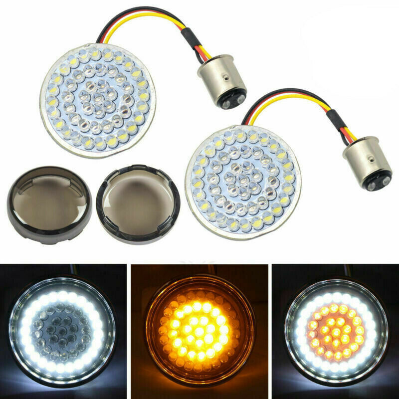 Motorcycle Front LED Turn Signal Indicator Lights Smoke Lens Covers Universal