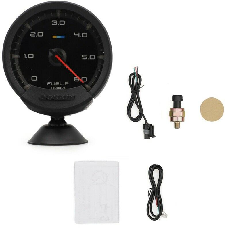 60mm 12V Fuel Pressure Gauge Oil Press Gauge White Led Fuel Gauge Universal S7A4