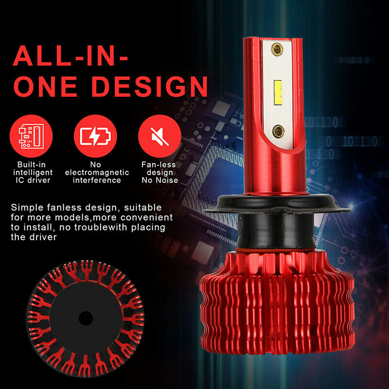 2pcs CSP Chip H7 LED Headlight Fog Bulbs Kit High Power Canbus 6000K Whit_DD