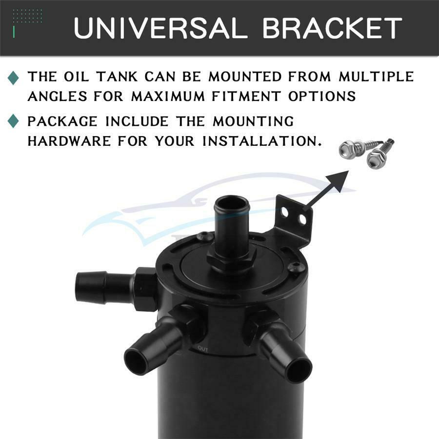Oil Reservoir Catch Can Tank with Filter Drain Valve Breather Universal 3-Port