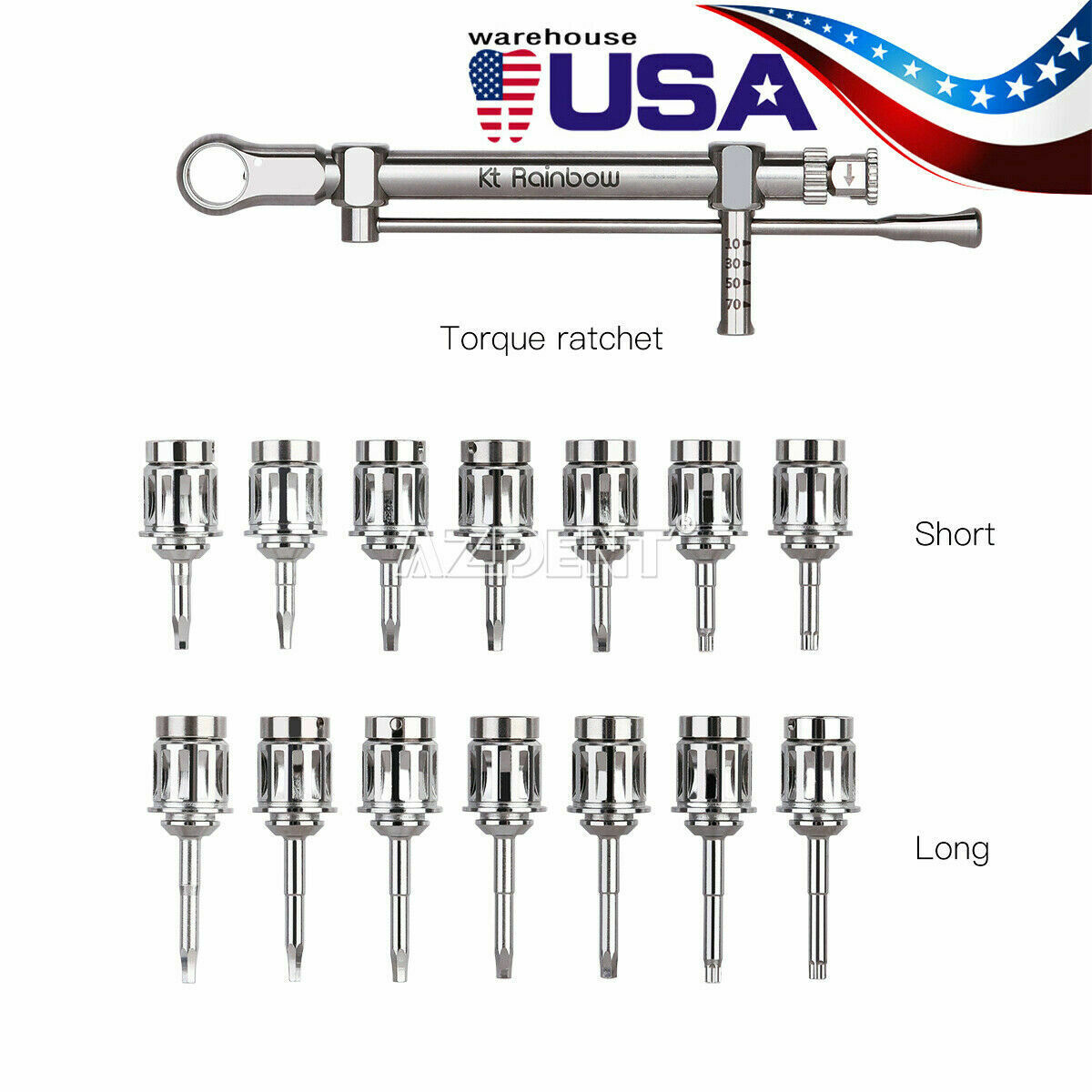 Dental 10-70NCM Implante Esfuerzo de torsión Llave inglesa Ratchet with Drivers