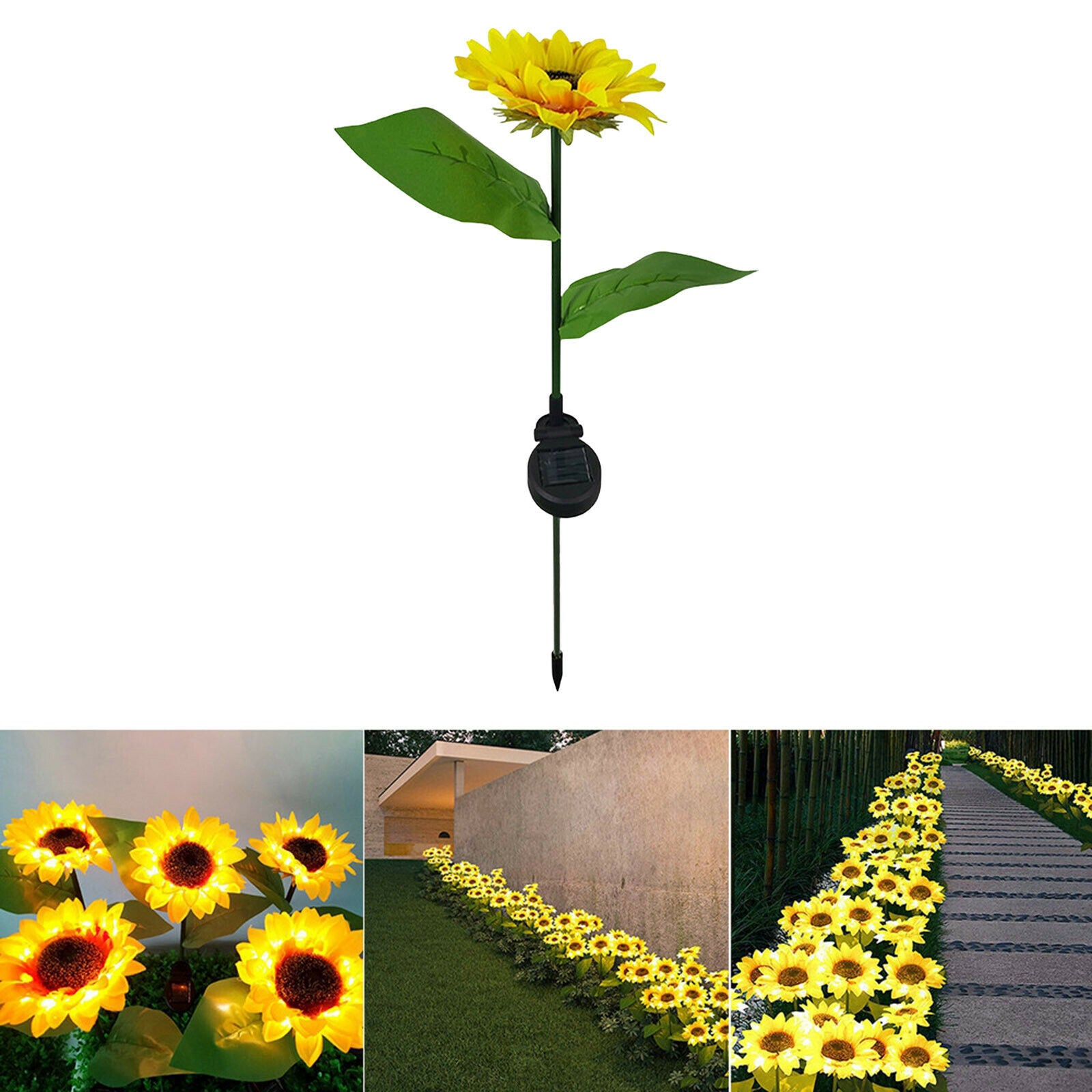 Solar Waterproof Sun Flowers Decoration For Patio Outdoor Garden Ornament