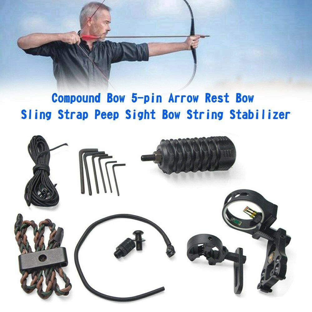 Compound Bow 5pin Arrow Rest Bow Sling Strap Peep Sight Bow String Stabilizer B5