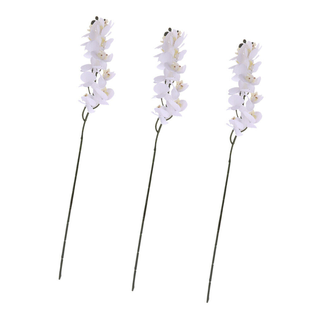 3Pcs Artificial 12 Head Orchid Phalaenopsis Flower Home Garden Decoration