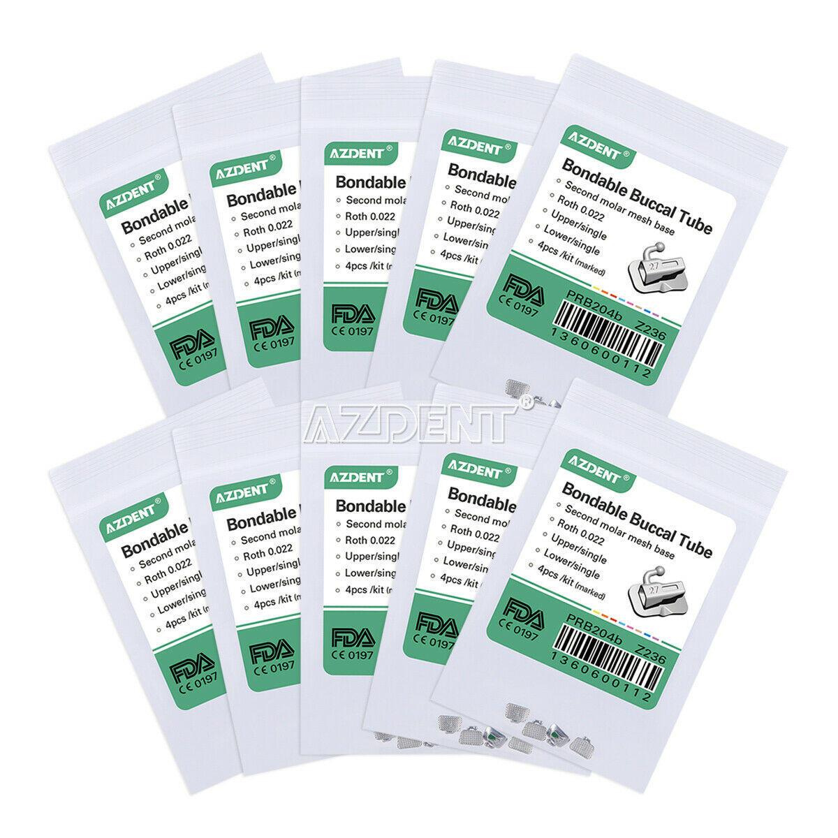200 X Dental Orthodontic Buccal Tube 2nd Molar Roth.022 Bondable Non-Convertible