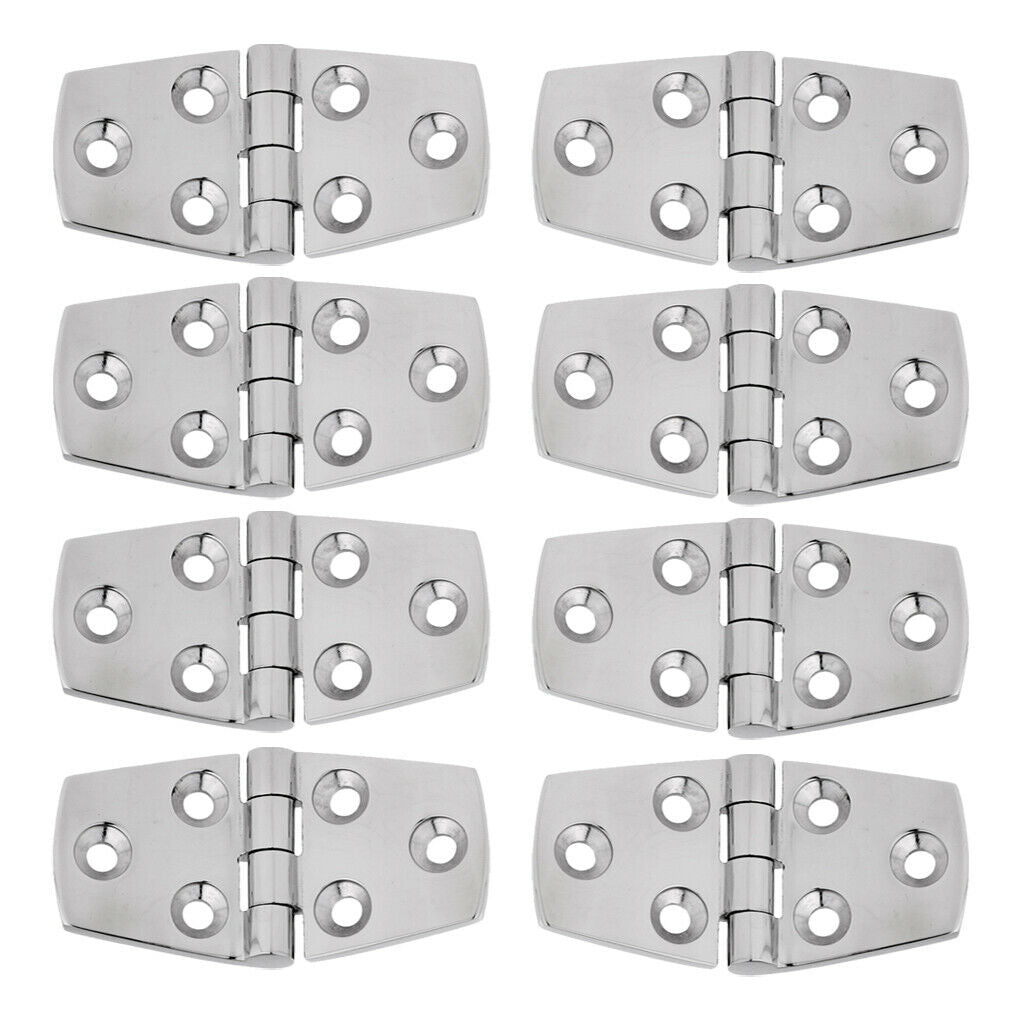 8Pcs Marine Boat Deck Flush Strap Door Hinge - Polished 316 Stainless Steel