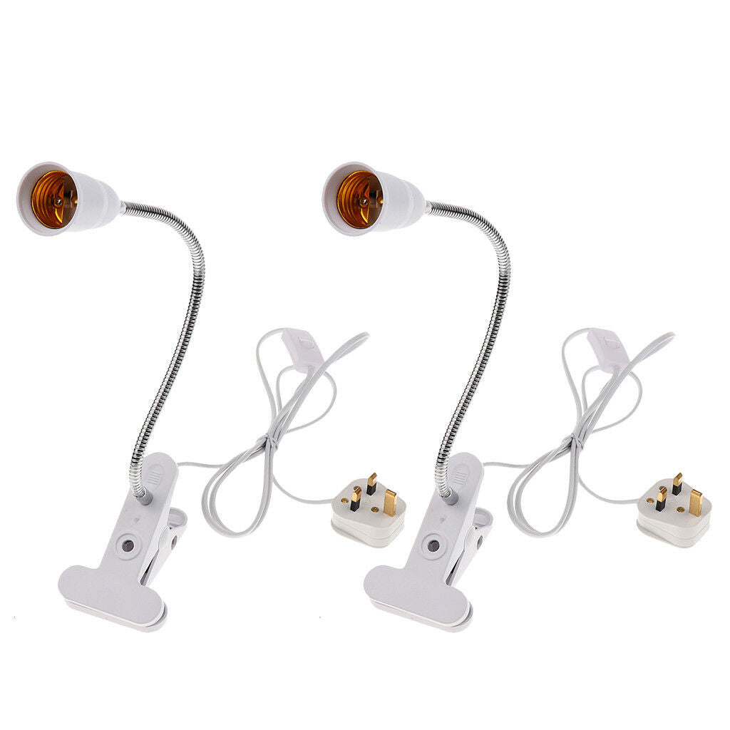 2x Flexible Wire Neck with On/Off Switch E27 Light Lamp Bulb Holder UK Plug