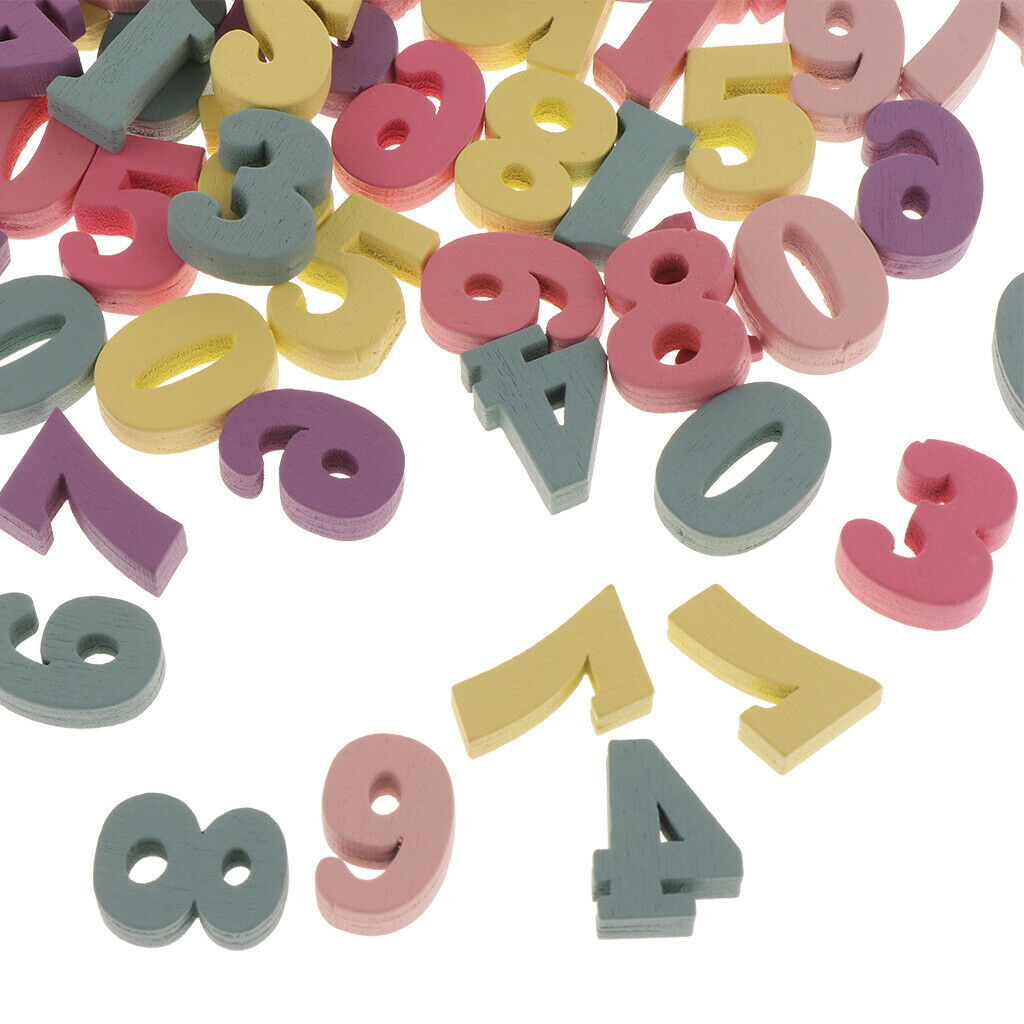 100pcs Wood Embellishments Wooden Numbers Scrapbooking DIY Craft Kids Toys