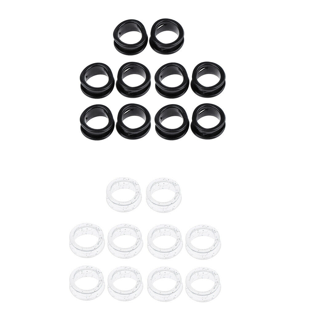 20 Counts Rubber Silicone Scissors Shears Finger Rings Grips Black/Clear