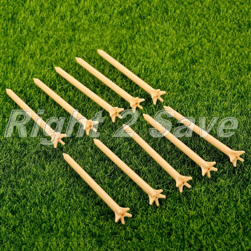 100Pcs Pack 83mm Plastic Frictionless Professional Golf Tee Wheat Color 5 Prong