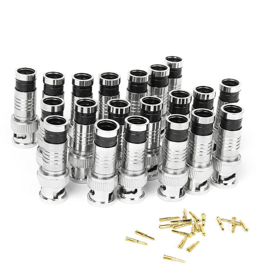 20x BNC Compression Connector RG59/RG60  Coax Coaxial Cable Adapter Male
