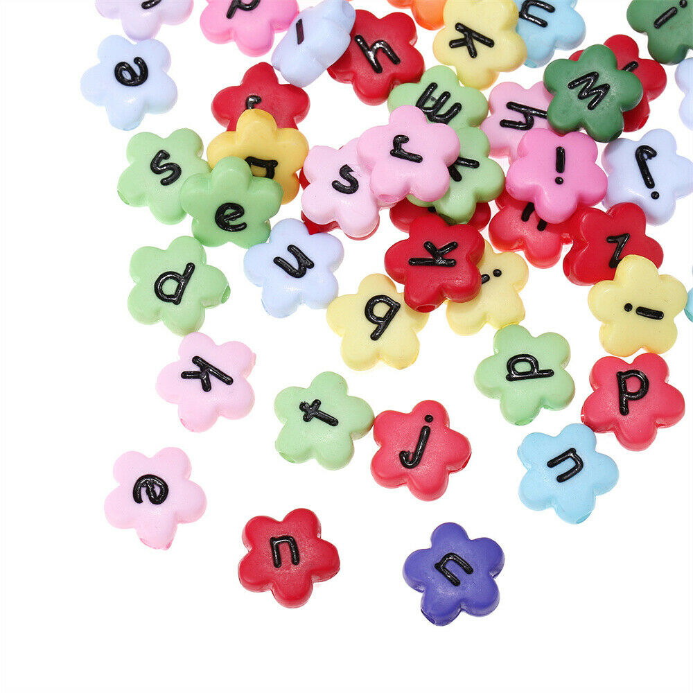 Lot of 100 Acrylic Flower Craft Beads Letter For Bracelet Making Spacers 11mm