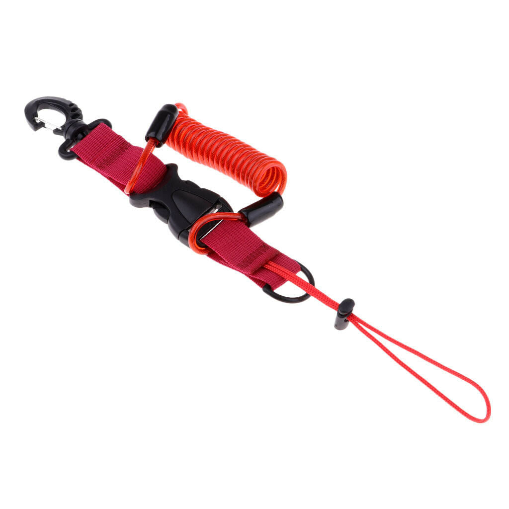 Coiled Cord Attachment Lanyard for Fishing Kayak Diving Water Sports Red