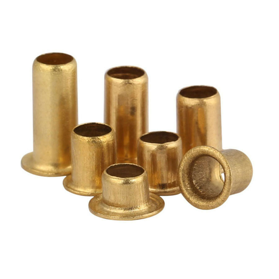 50pc M3.5 x (4mm-8mm) Copper Brass Eyelet Hollow Tubular Rivets Through Nuts Kit