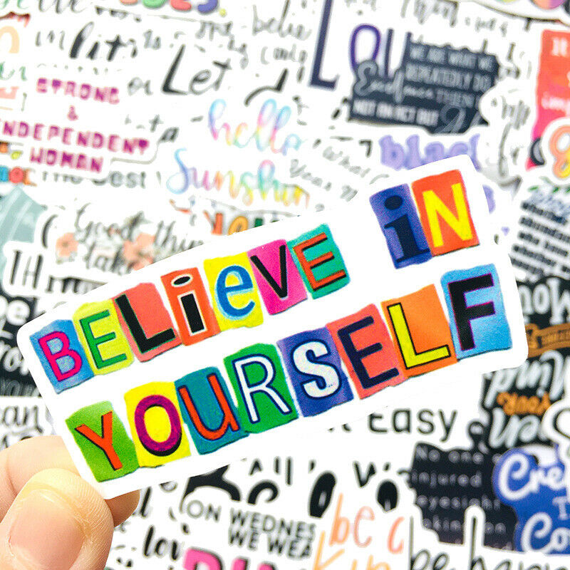 100pcs English Inspirational Text Stickers For Skateboard  Guitar Luggage Lap Kt