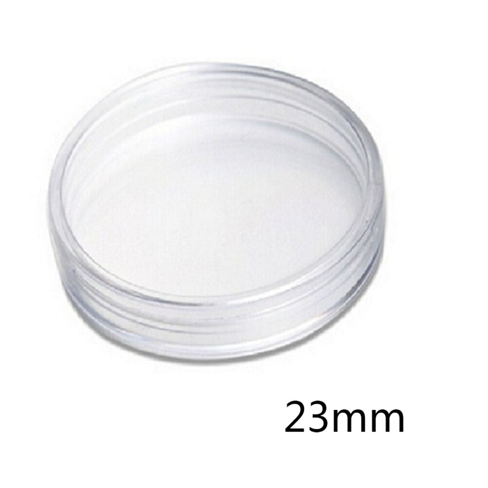 23mm 100pcs Applied Clear Round Cases Coin Storage Capsules Holder Plastic SEDD
