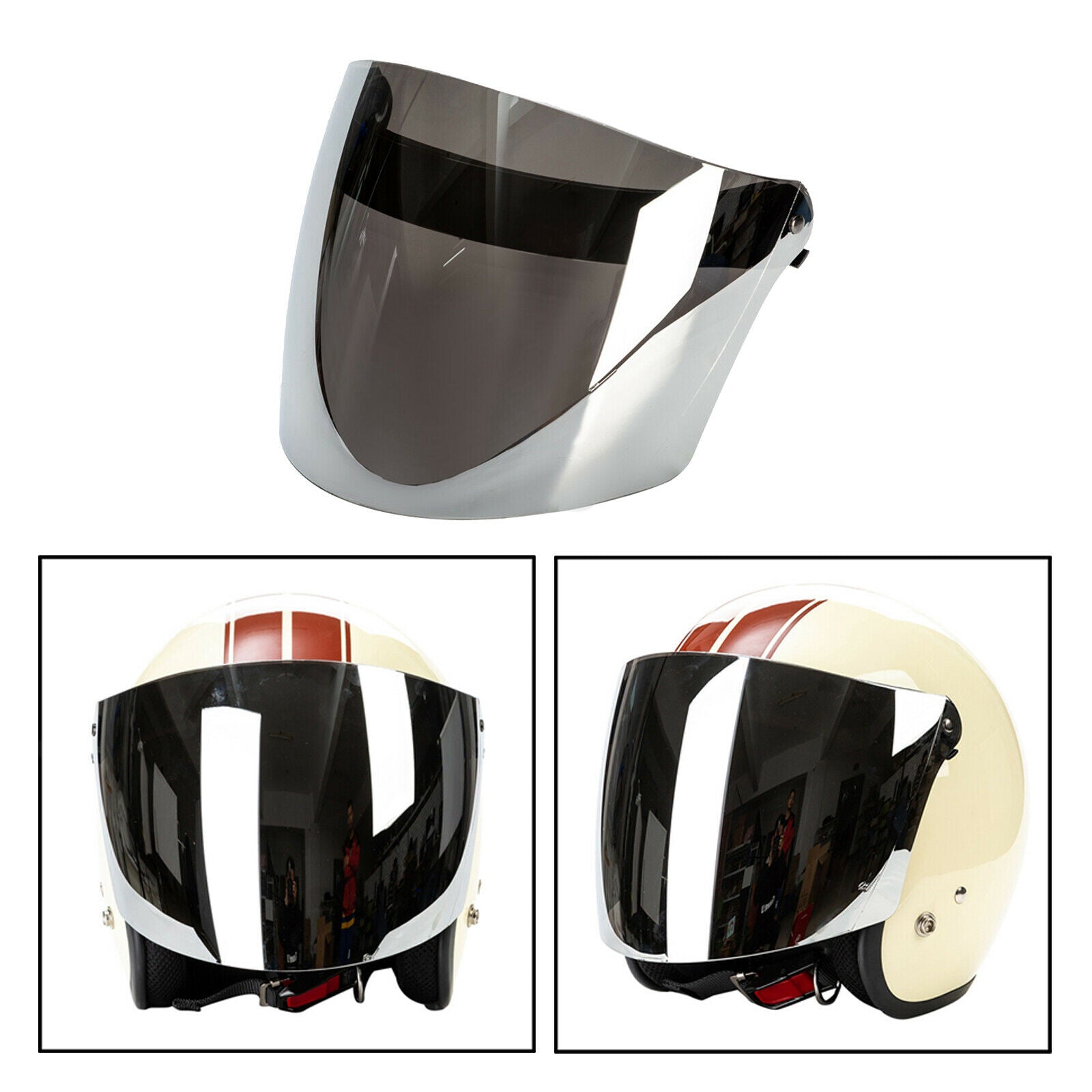 2Pcs Motorcycle Retro Open Face Helmet Visor Wind Shield Lens Anti-fog