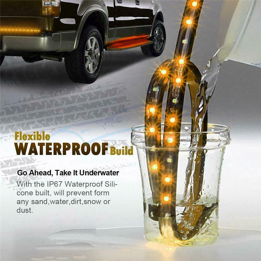 2x70"White/Amber Car DRL Fog LED Lights Strip Daytime Running Bright Drive Lamp
