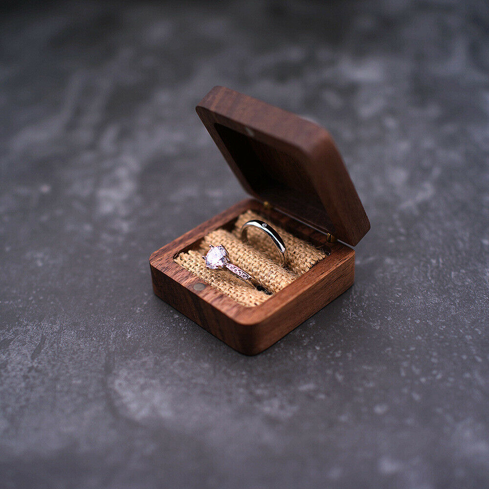 Wooden Ring Box Jewelry Storage Portable Holder Wedding Engagement Organizer DIY