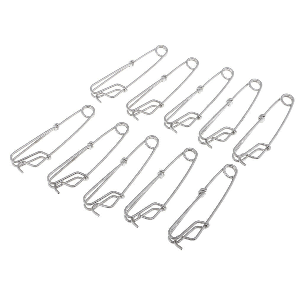 Fishing Snap Long Line Clips Stainless Sea Fishing Connector M - 10pcs