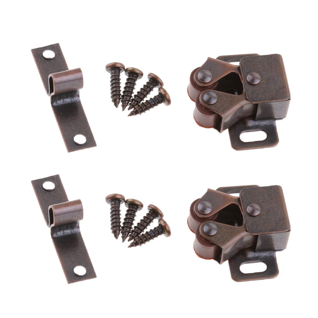 2xCabinet Cupboard Furniture Door Magnetic Catch Stopper Roller Latch_Bronze
