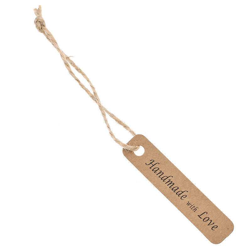 100 Pcs Kraft Paper Handmade with Love Tags Craft Party Blank Card for Wedding