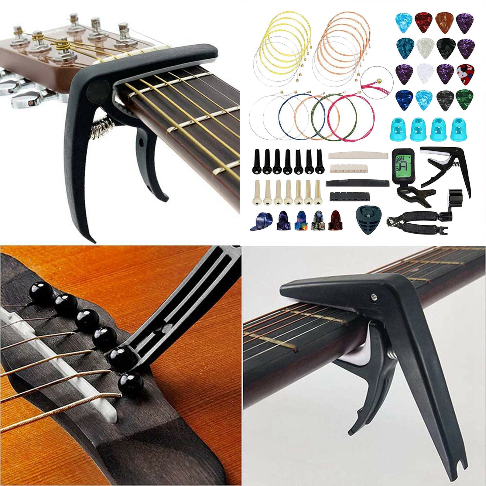 66pcs Capo Plectrum Guitar Winder Tool Kit Keychain