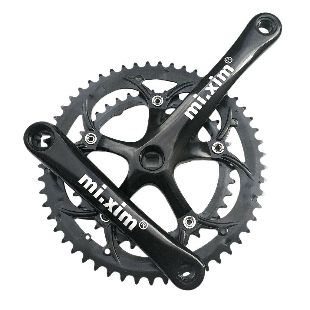 Alloy Crankset with Double Chainring High-Strength Steel 130BCD 170mm Crankarms