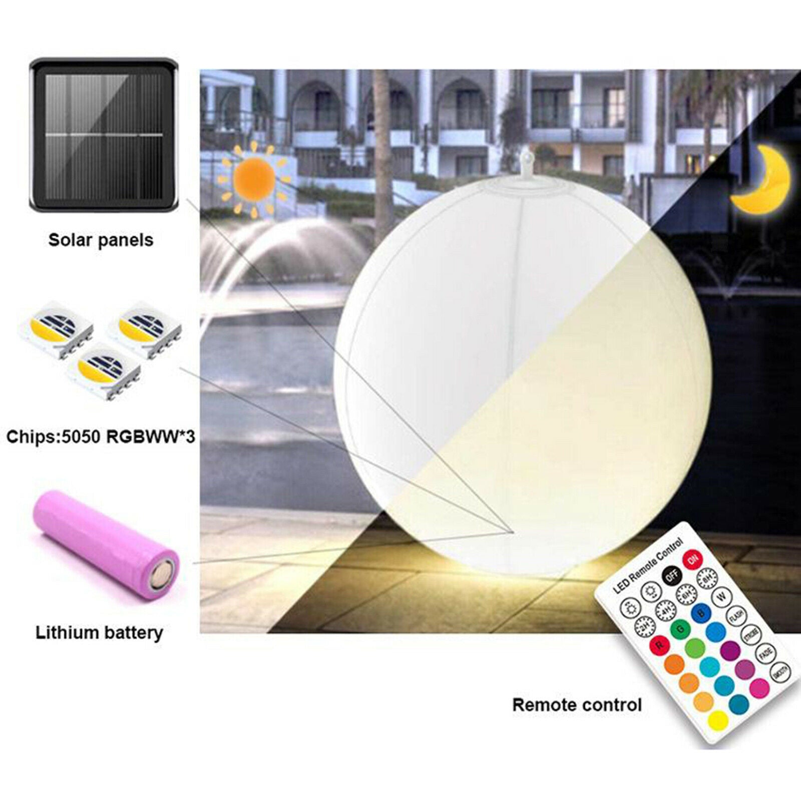 1pc Solar Floating Pond Pool Swimming Lamp LED Lawn Garden Light Color Changing