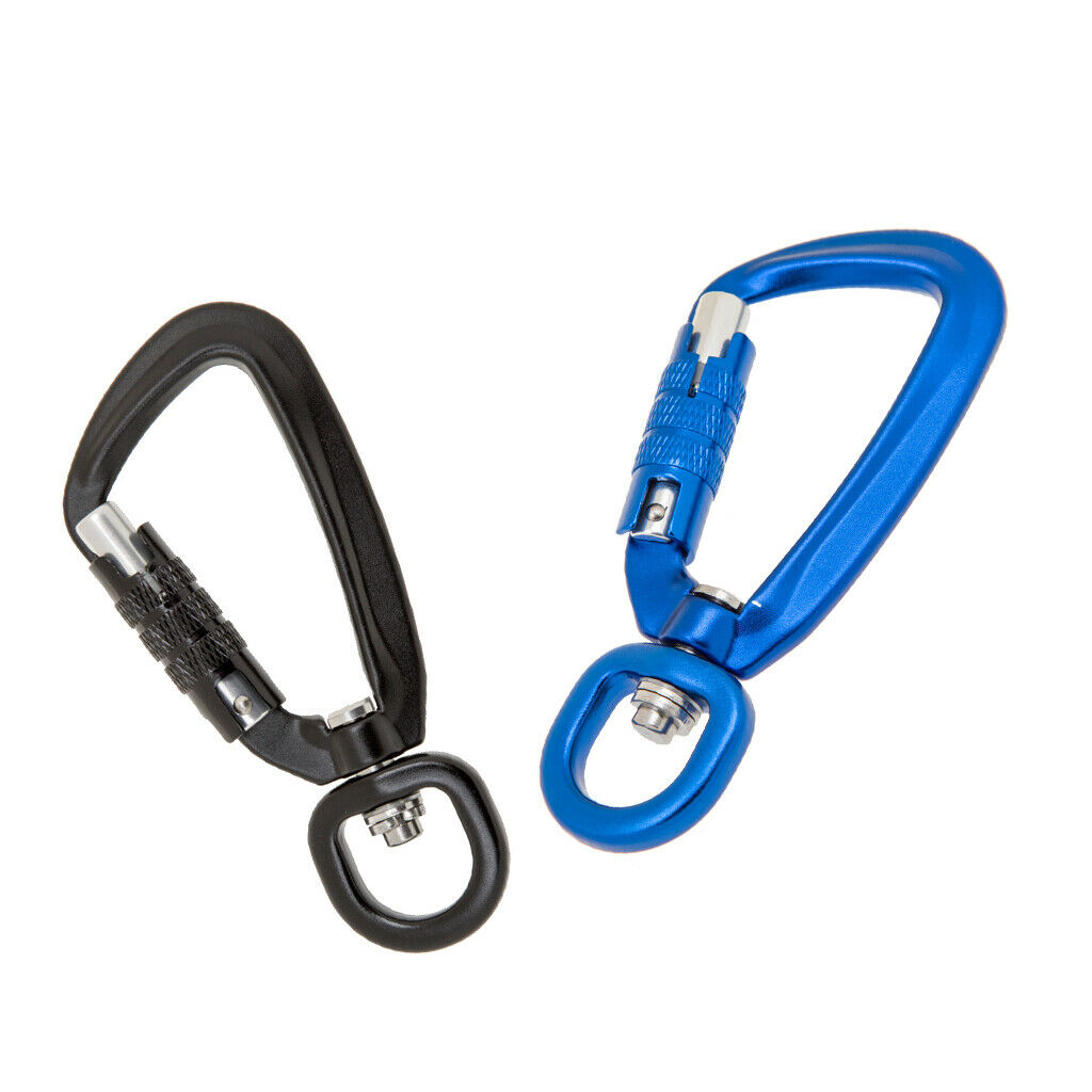 2pcs 500KG Self Locking Carabiner Rotating  Hook Hammock Hanging Buckle