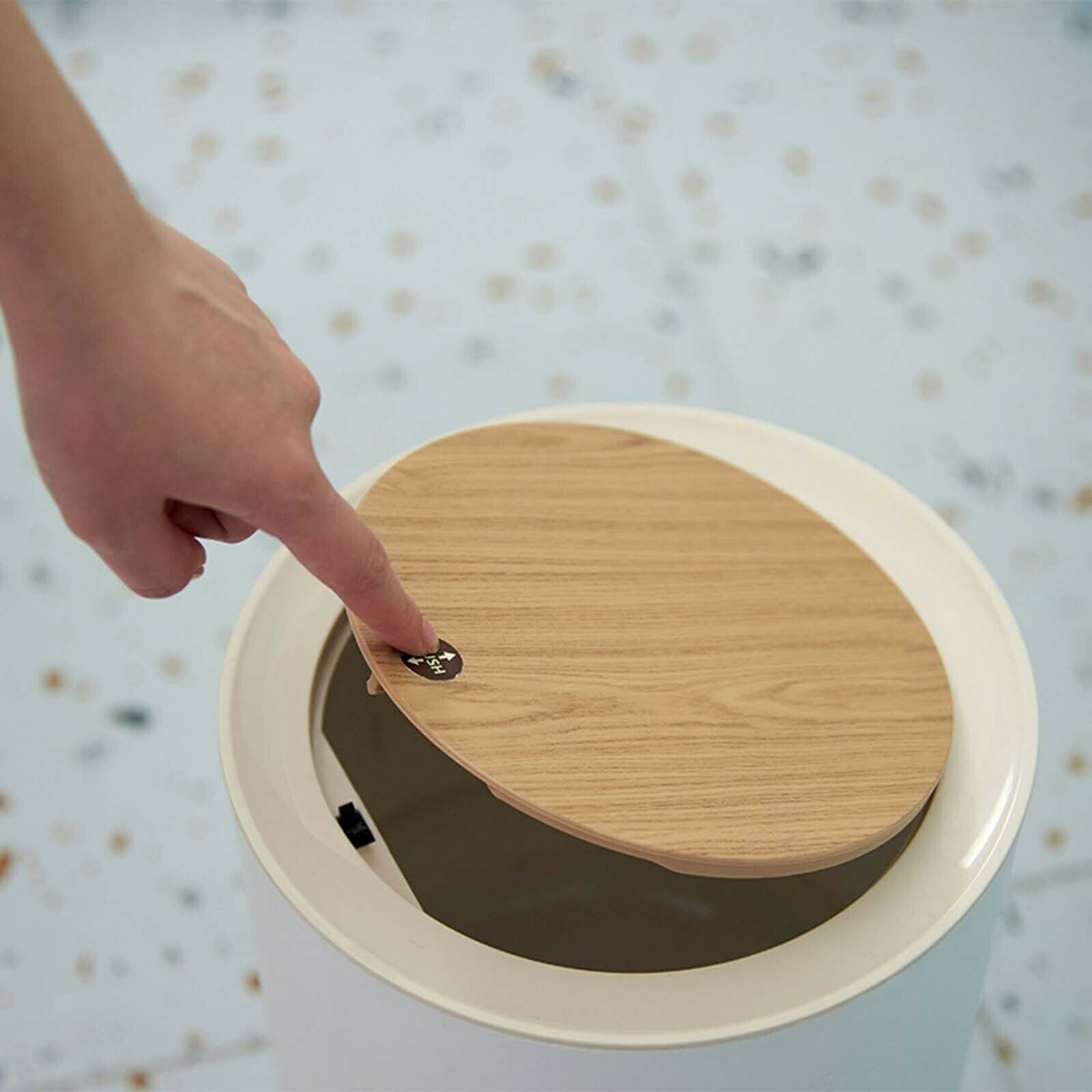 Modern Trash Can Round Desktop Press Lid High Foot Bedroom Toilet Kitchen