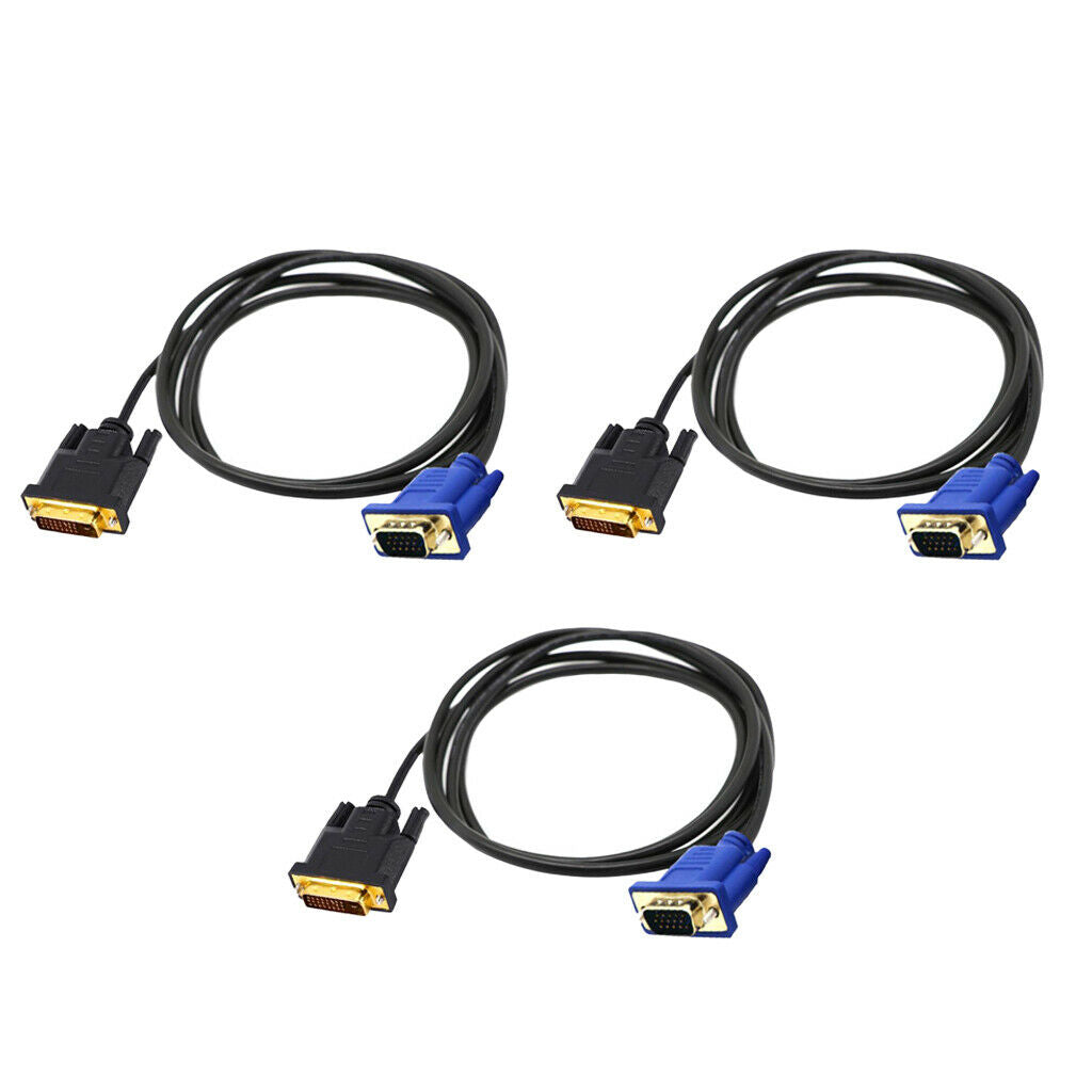 Set of 3 DVI 24+1pin Male to VGA SVGA D-Sub Male Convert Adapter Cable