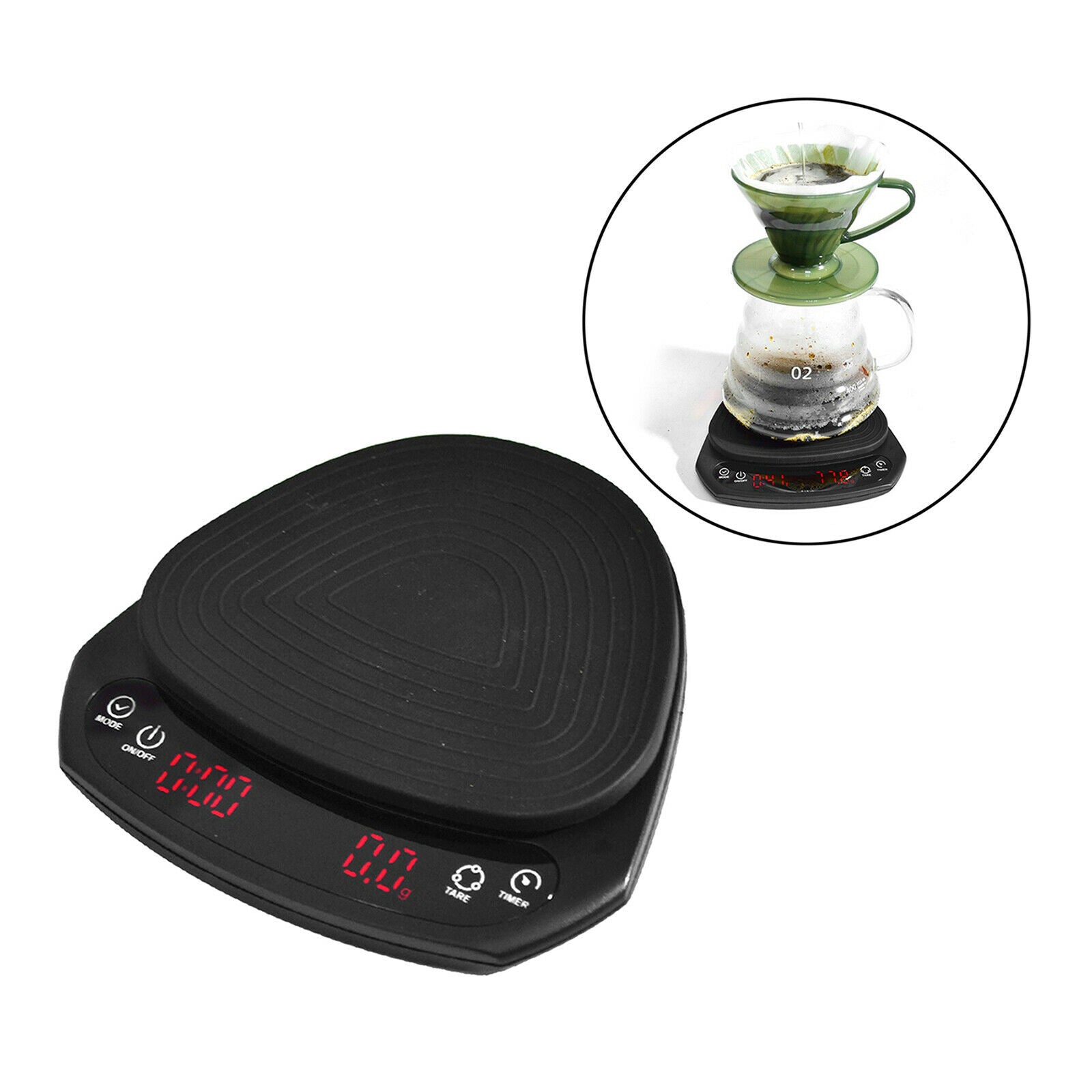 Electronic Digital Kitchen Scale Drip Coffee with Timer Household Use Black