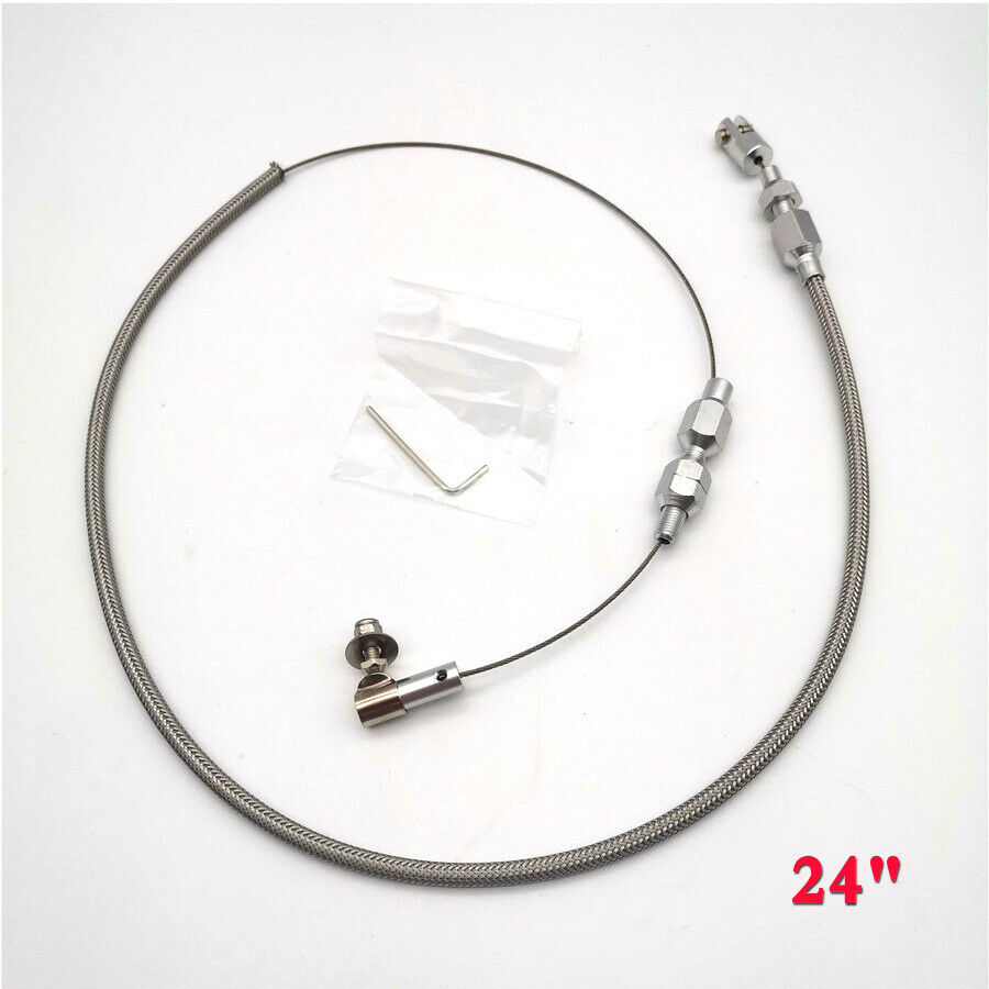 24" Car Auto Throttle Pedal Cable Braided Stainless Outer Tube Steel Inner Cable