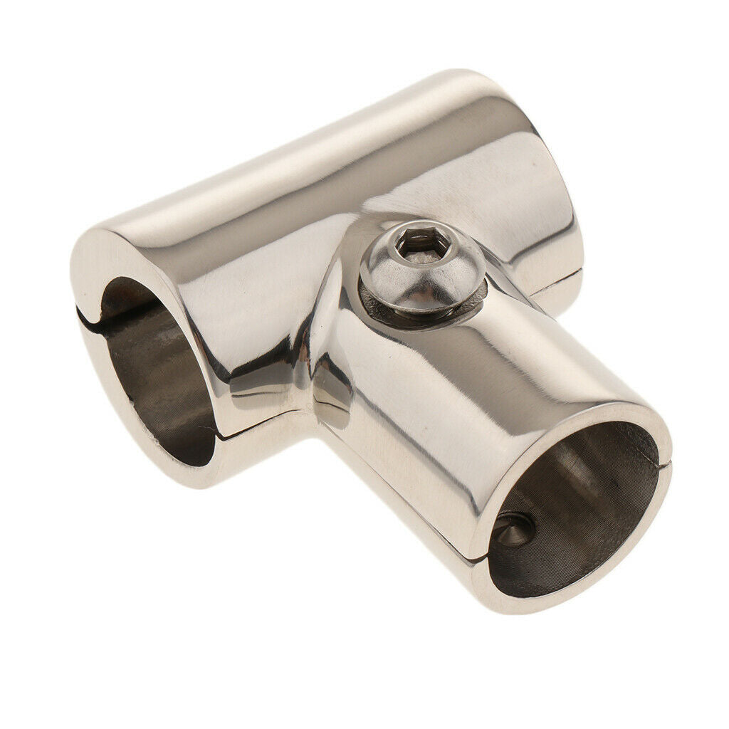 Boat Handrail Fitting 90 Degree Tee 3 Way 22mm 0.87 inch - Stainless Steel
