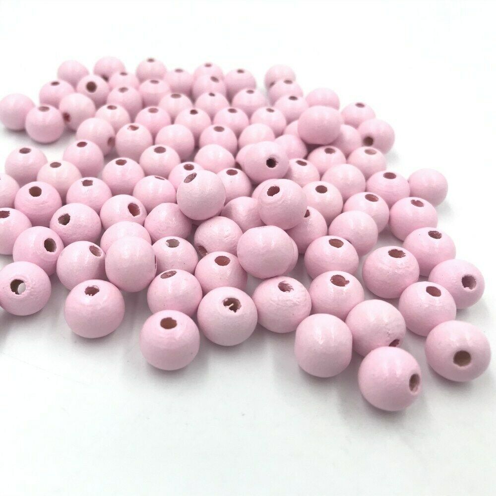 100pcs High quality Pink Wooden Beads Loose beads Jewelry Making Crafts DIY 10mm