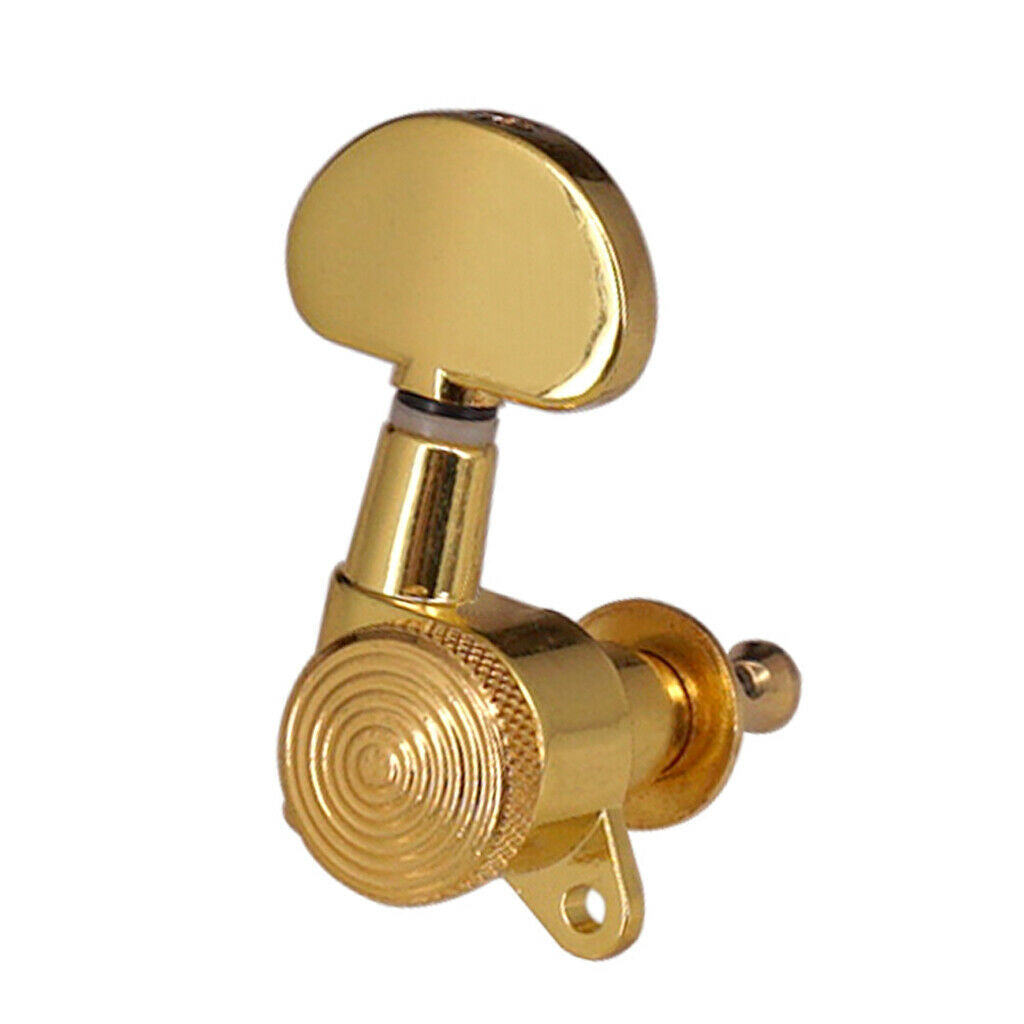 Lock Gear Folk Guitar String Key Button Tuning Pegs Machine Heads 3 Left + 3