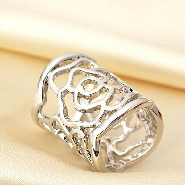 4x Fashion Silk Scarf Buckle Anti-slip Flower Filigree Scarf Ring Clip