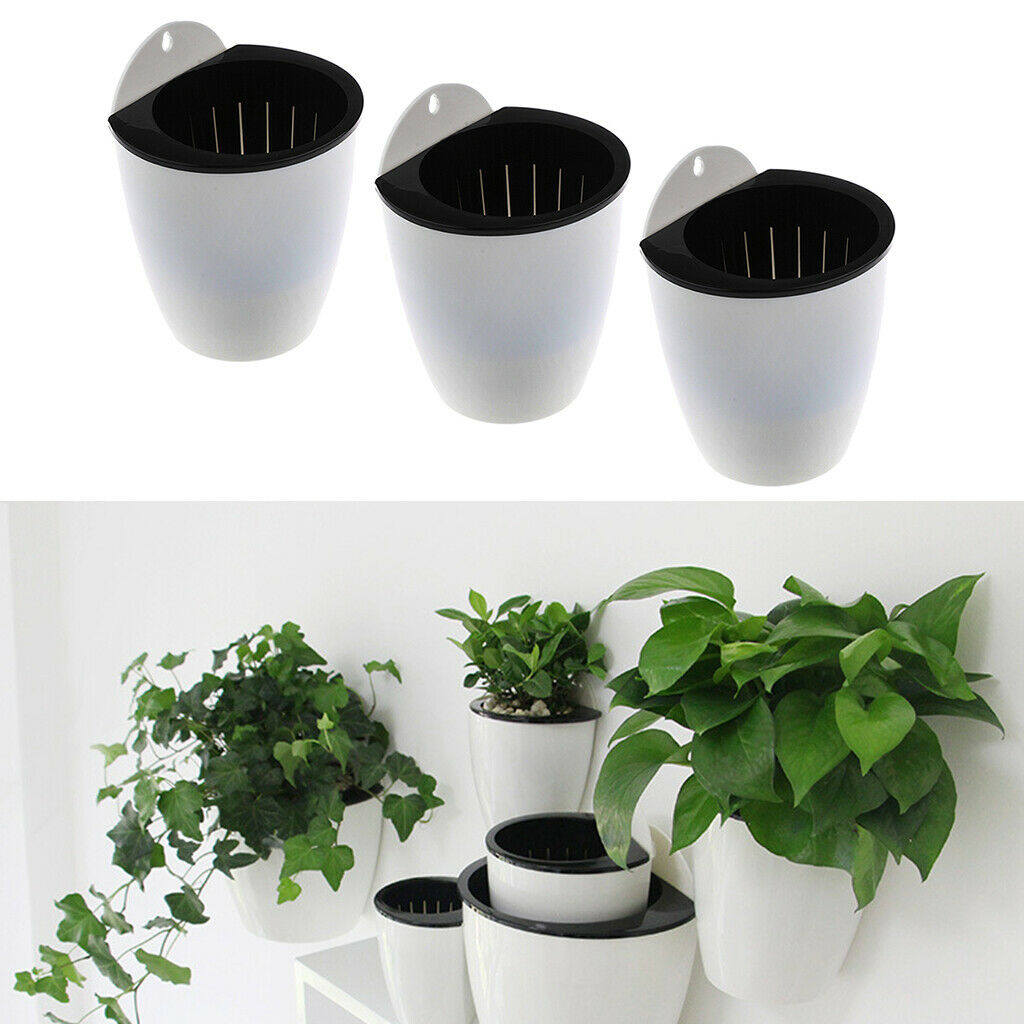 3x Self-watering Wall Floating Flower Pot Flowerpot for House Garden M