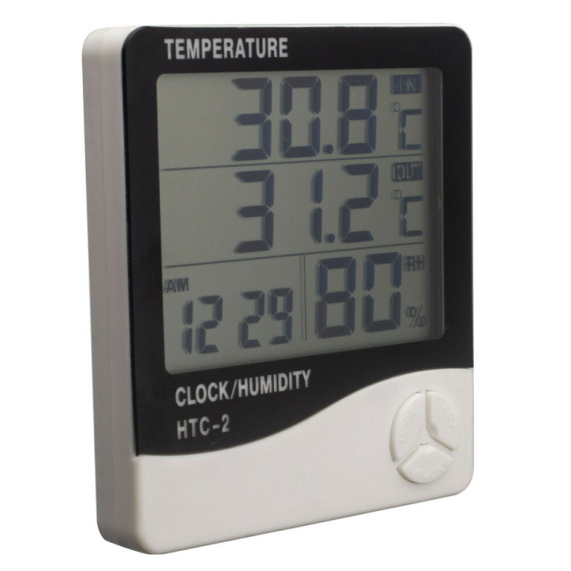 Htc-2 New Lcd Digital Electronic Thermometer Dual Thermo-Hygrometer Clock
