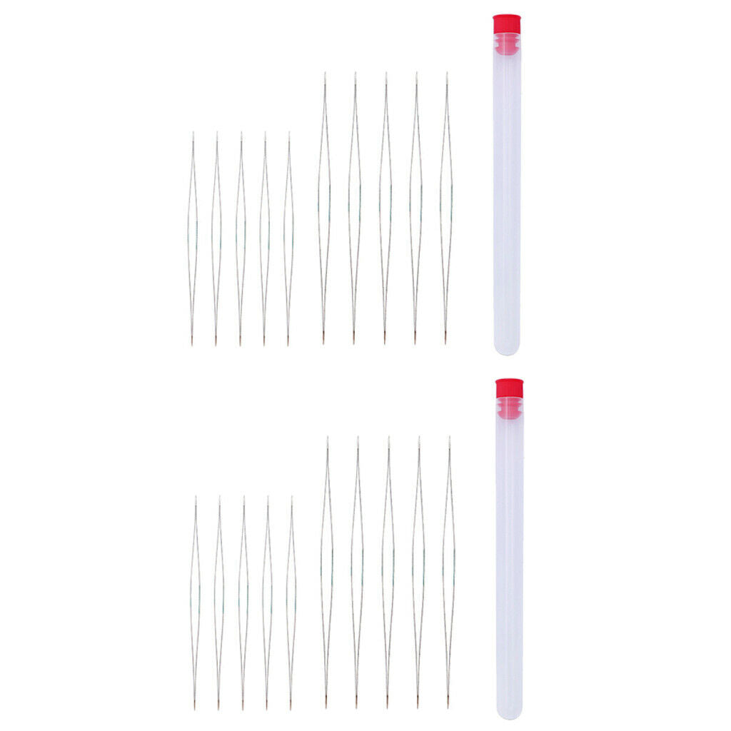 2pcsx 2-Size Big Eye Beading Needle w/ Storage Case DIY Beading Craft Needle