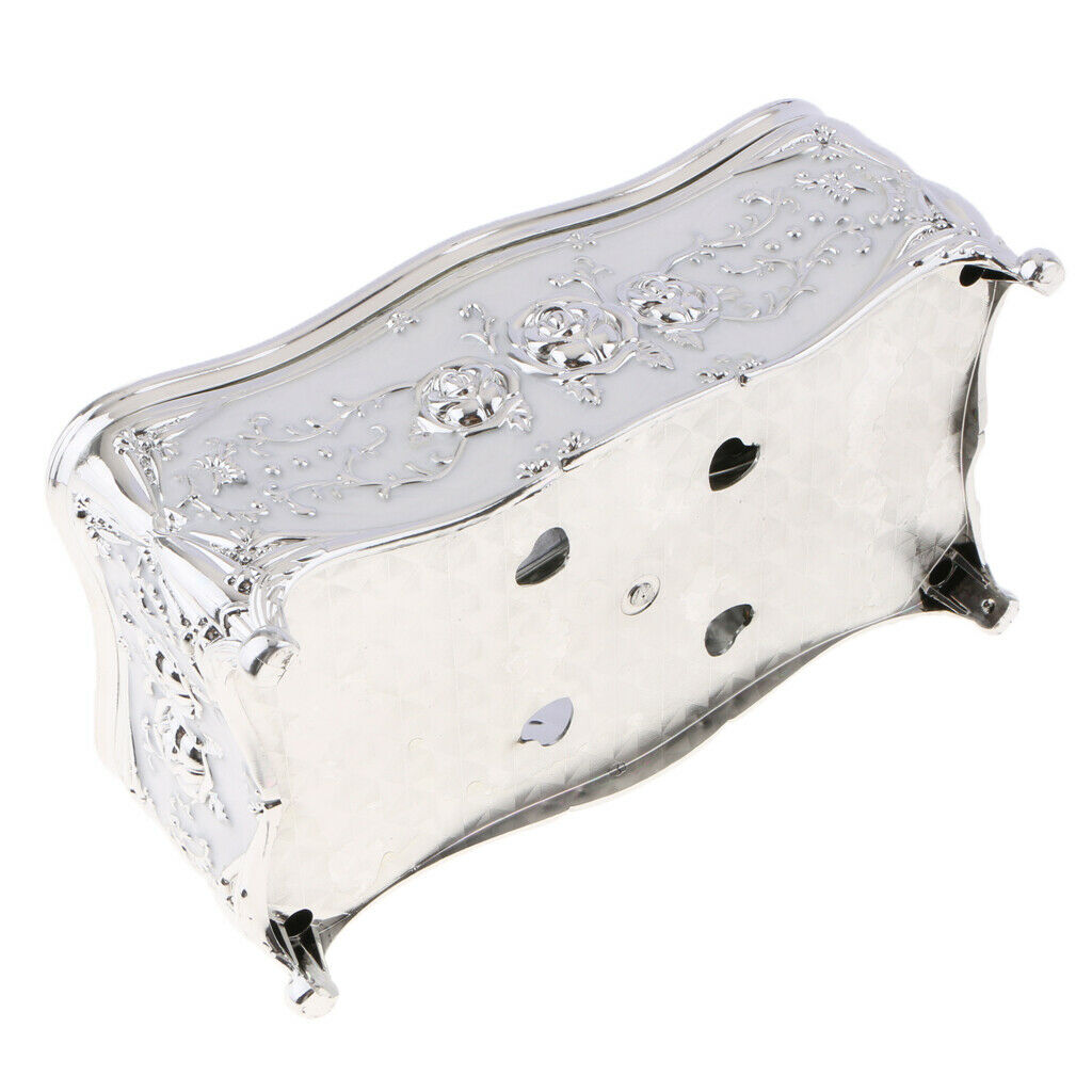 European Style Acrylic Tissue Box Luxurious Rose Napkin Cover  Sliver White