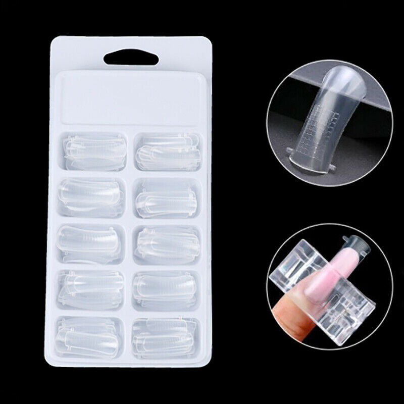 100Pc/Box Clear Dual Forms Nails System Full Cover Quick-Building Gel Mold TiWF