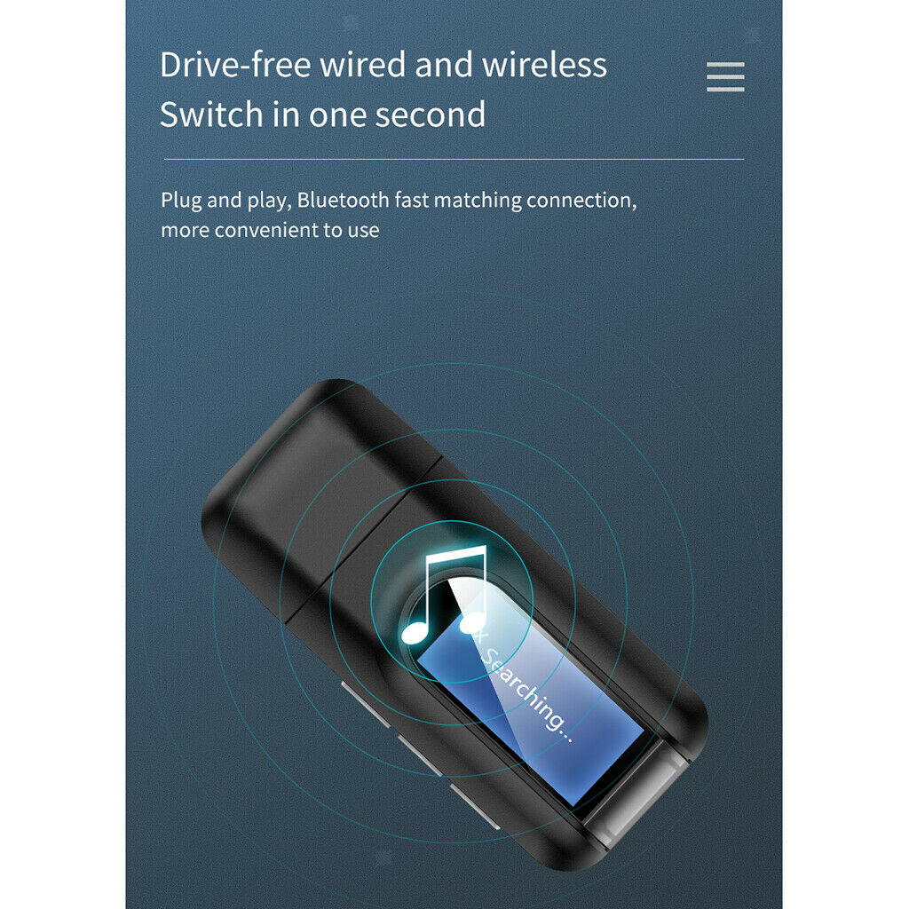 USB Bluetooth 5.0 Audio Transmitter Receiver with LCD Display Adapter,3.5MM