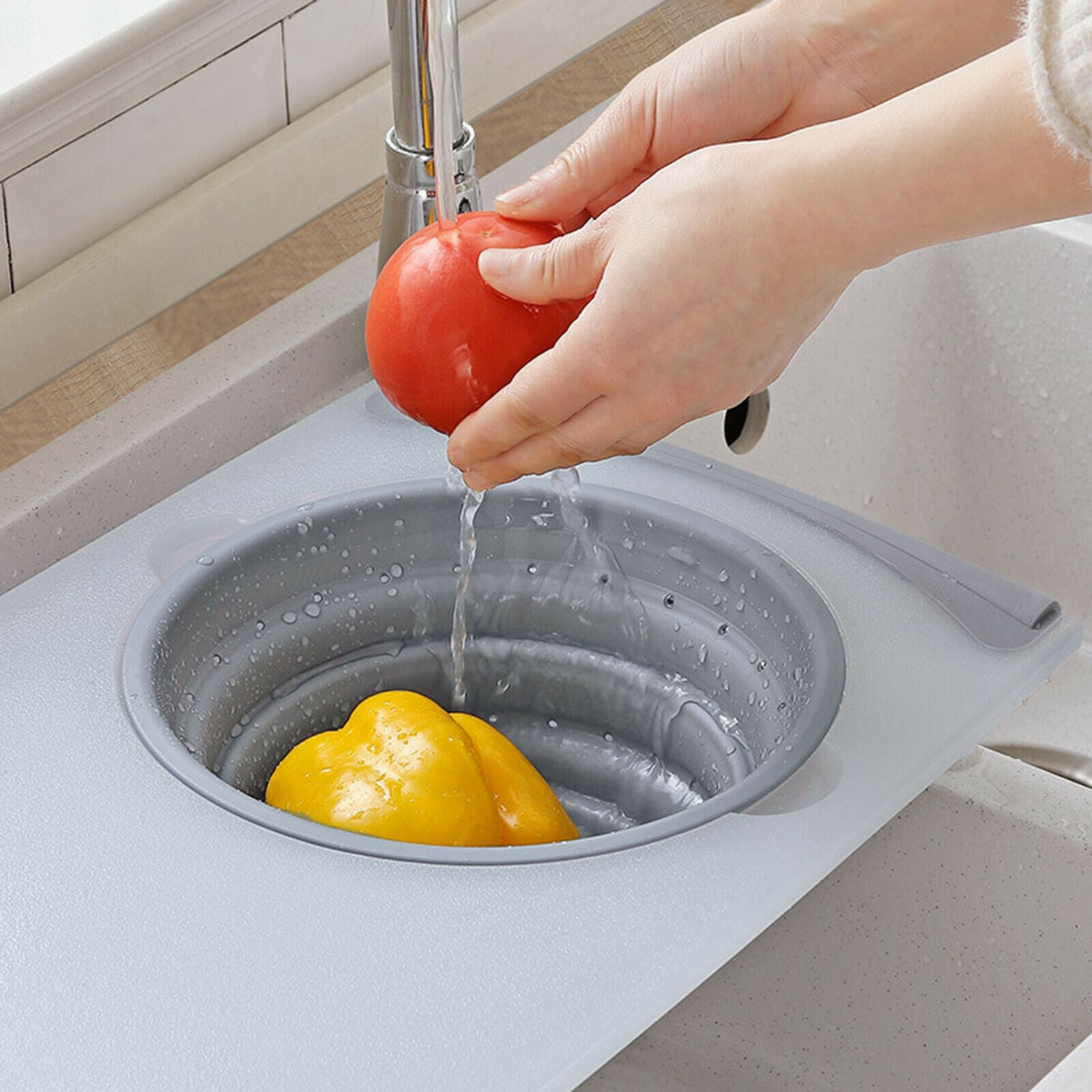 Innovative Cutting Board Collapsible Drain Basket Non-slip Kitchen Gadget