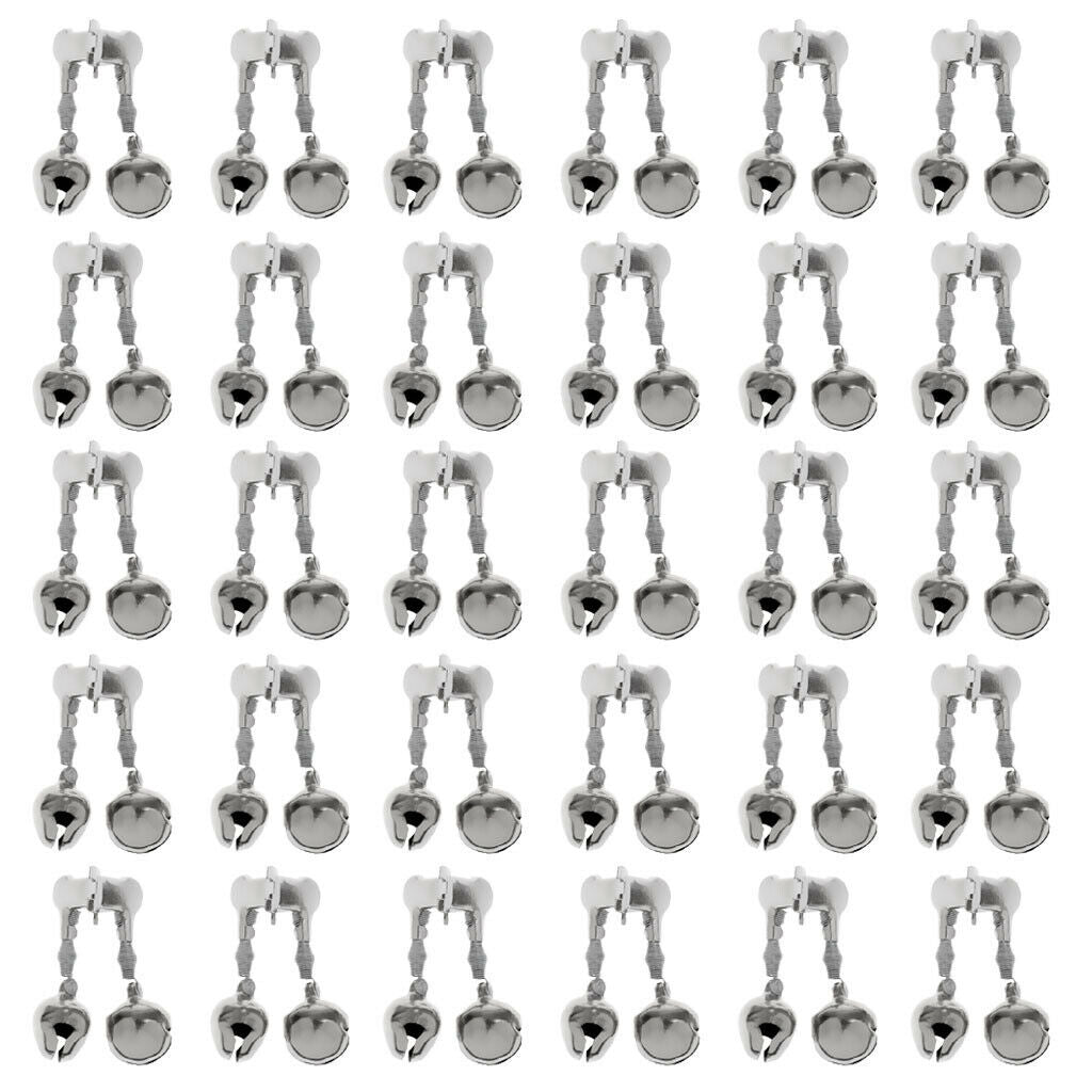 30 Pcs Twin Bells  Fishing Rod Clamp Bite Lure Alarms Fishing Bells