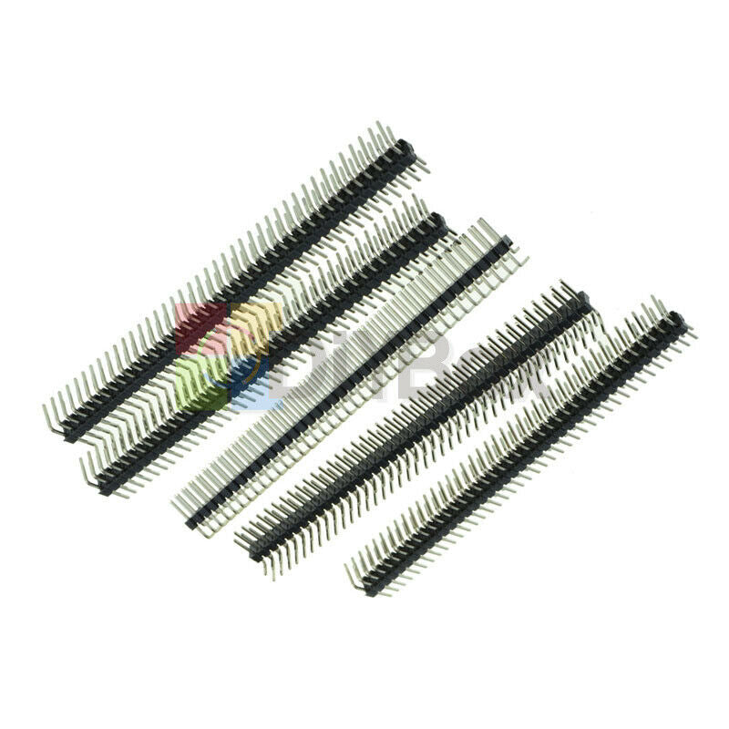 20Pcs 40PIN 2 x 40 Pin 2.54mm Pitch Male Double Row Right Angle Pin Header Strip