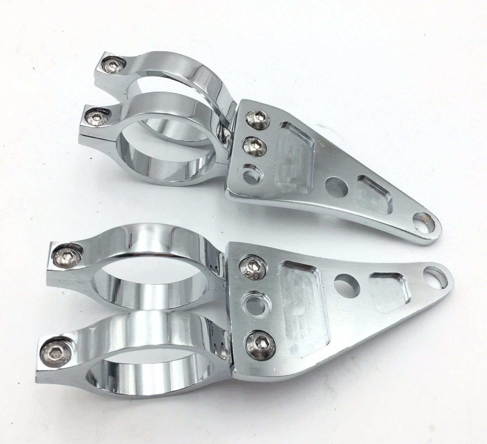 2X Billet Aluminum Headlight Fork Mounting Brackets 41mm For Chopper Cafe Racer